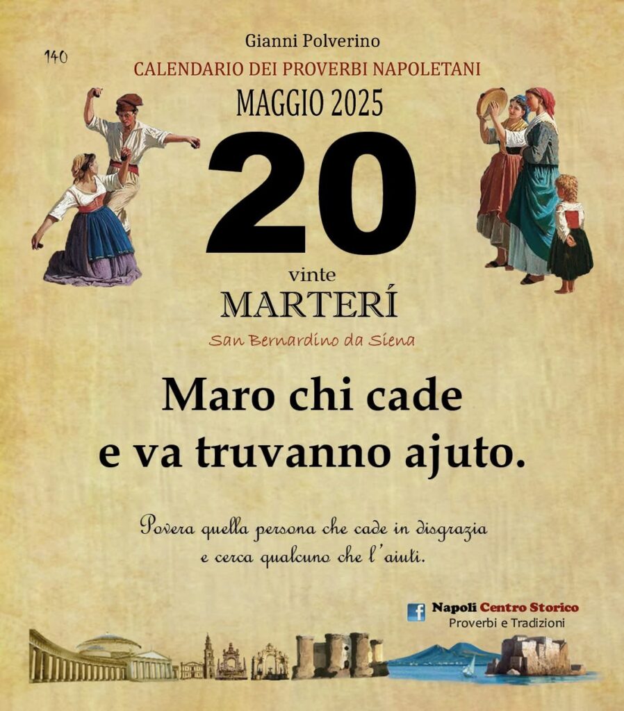 O PRUVERBIO D O JUORNO. Martedì 20 maggio 2025