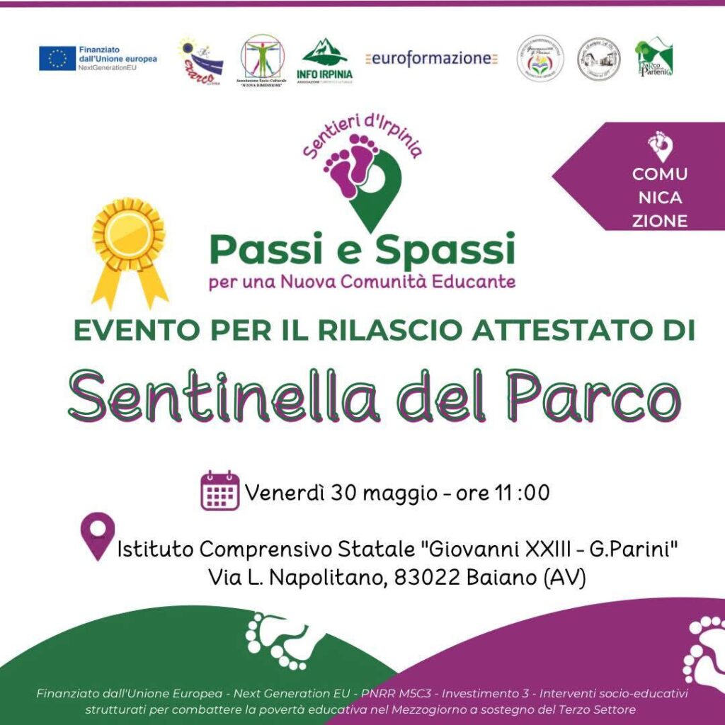 Baiano: 154 giovani diventano “Sentinelle del Parco” grazie al progetto S.E.n.T.I.e.R.I. d’Irpinia