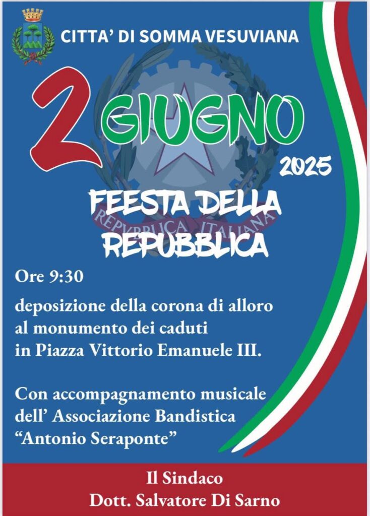 Somma Vesuviana celebra la Festa della Repubblica con una cerimonia in Piazza Vittorio Emanuele III