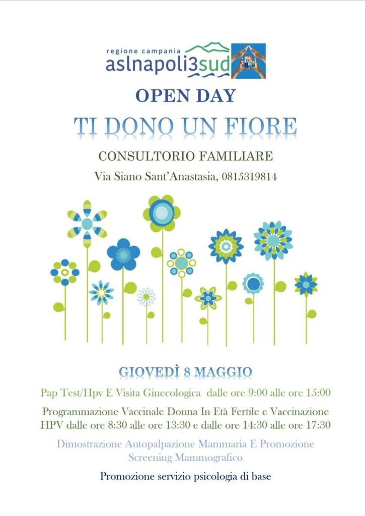 Sant’Anastasia, “Ti dono un fiore”: open day dell’ASL Napoli 3 Sud per la Festa della Mamma