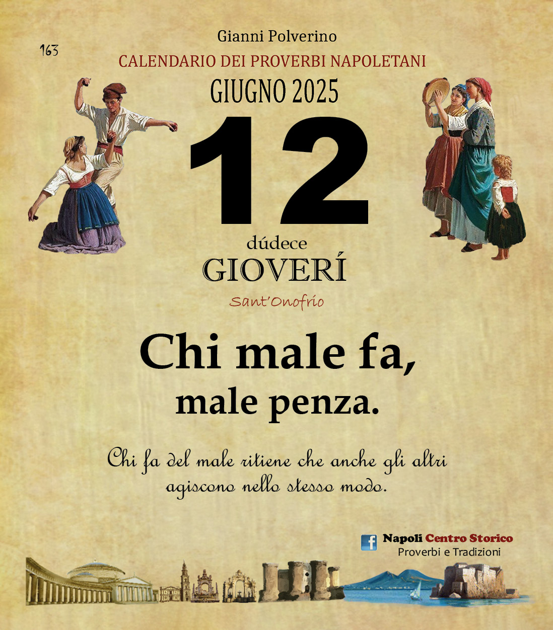 O PRUVERBIO D O JUORNO. Giovedì 12 giugno 2025