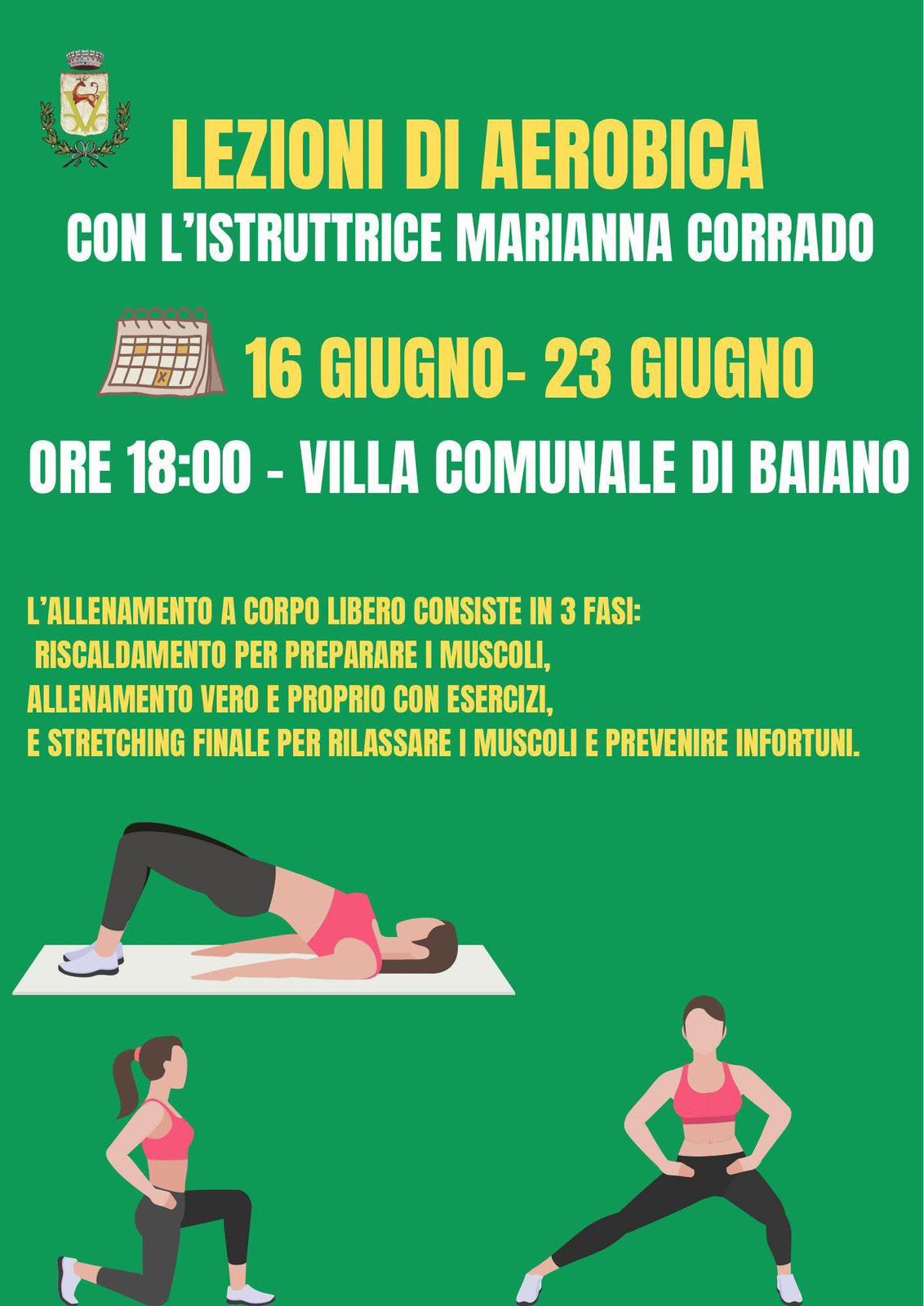 Baiano promuove il benessere all’aperto: due lezioni gratuite di aerobica in Villa Comunale
