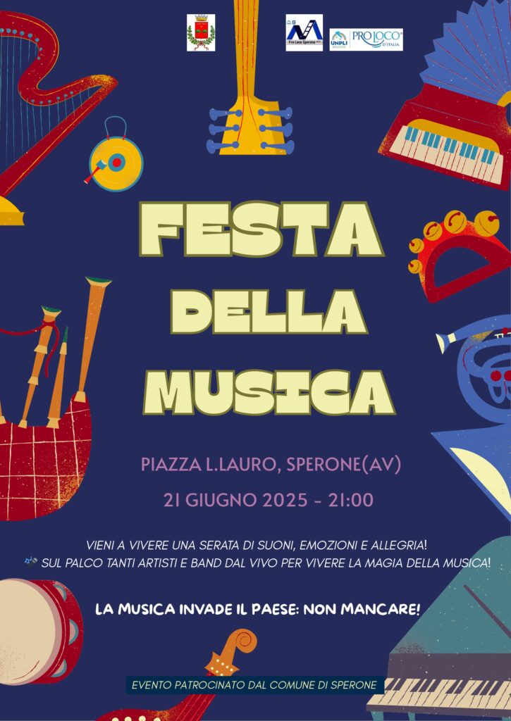 Sperone celebra l’arrivo dell’estate con la Festa della Musica: appuntamento il 21 giugno in piazza Luigi Lauro