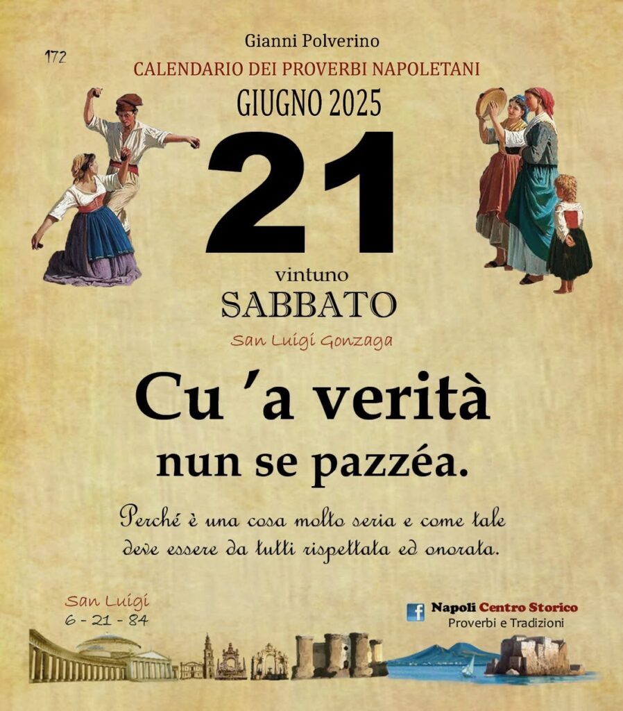 O PRUVERBIO D O JUORNO. Sabato 21 giugno 2025