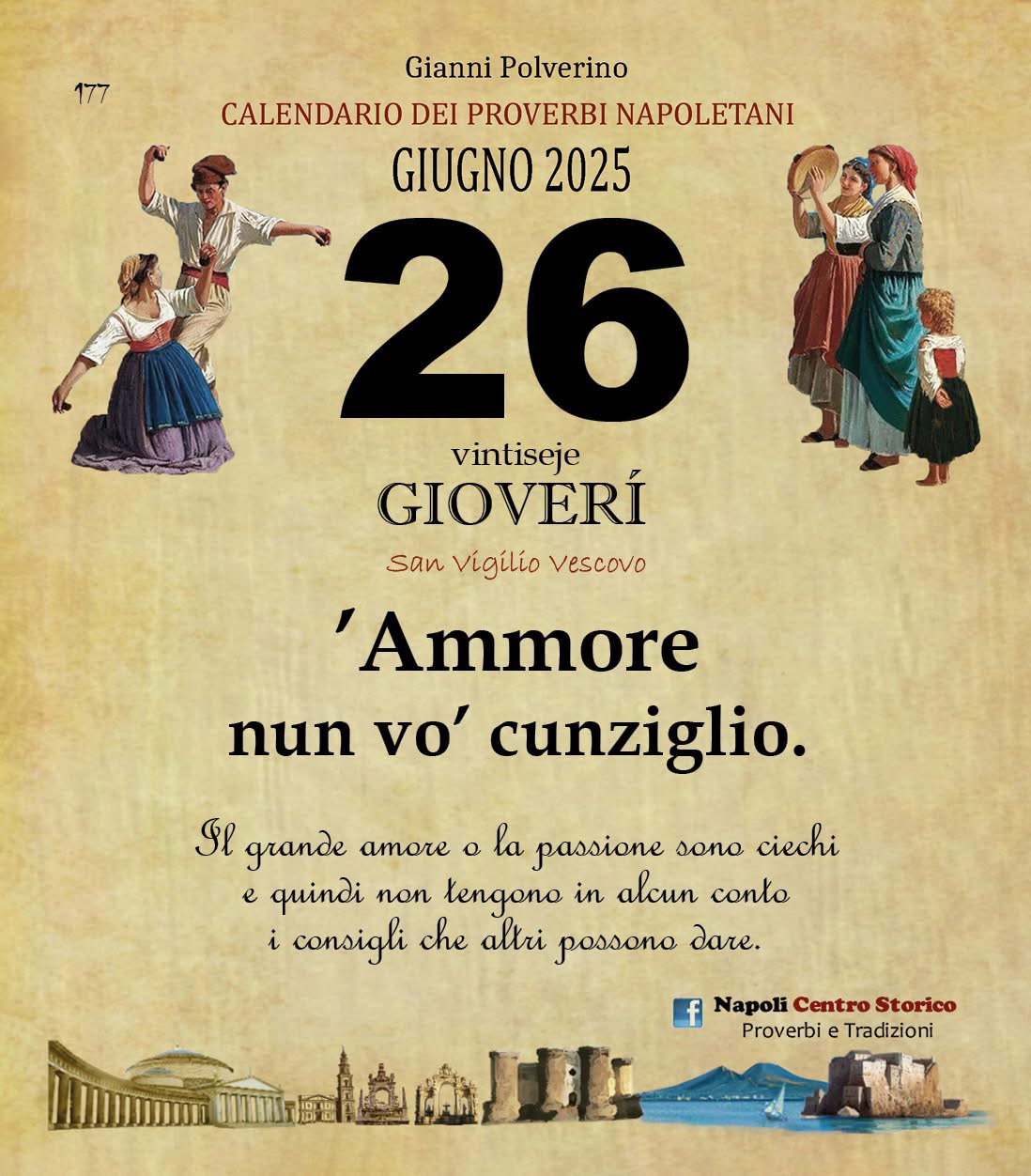 O PRUVERBIO D O JUORNO. Giovedì 26 giugno 2025