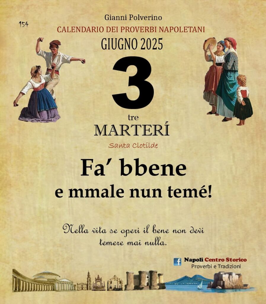 O PRUVERBIO D O JUORNO. Martedì 3 giugno 2025