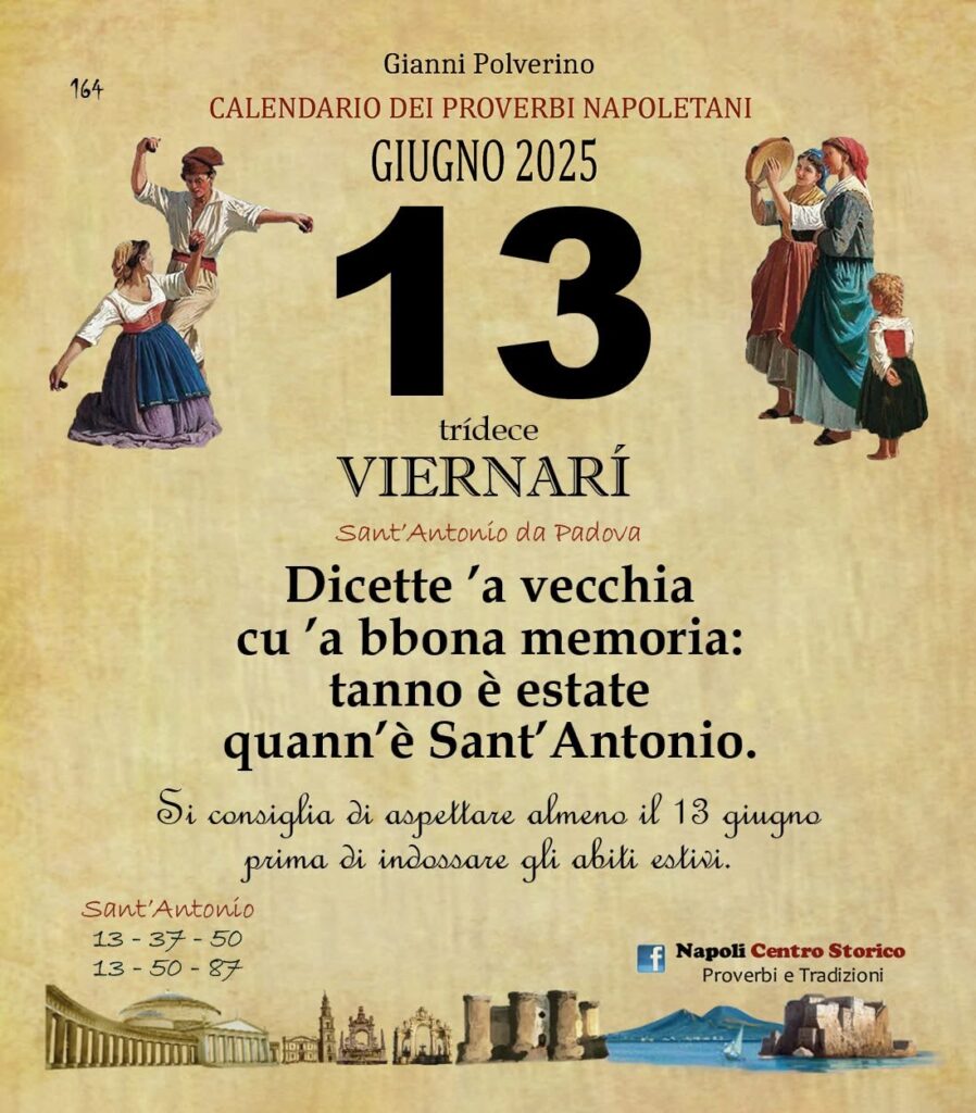 O PRUVERBIO D O JUORNO. Giovedì 13 giugno 2025