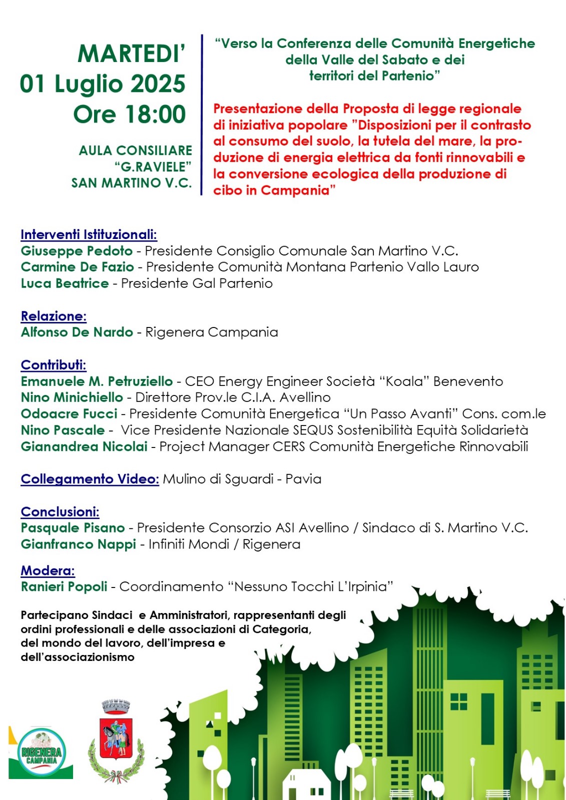 San Martino Valle Caudina (AV) – Il 1° luglio presentazione proposta di legge regionale per la tutela dellambiente.