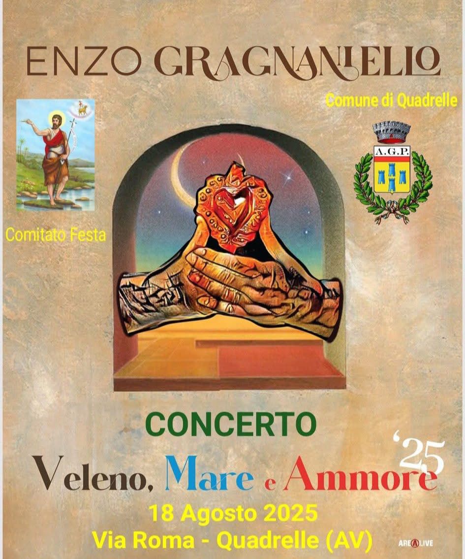 Quadrelle, Enzo Gragnaniello in concerto il 18 agosto per la festa patronale di San Giovanni Battista