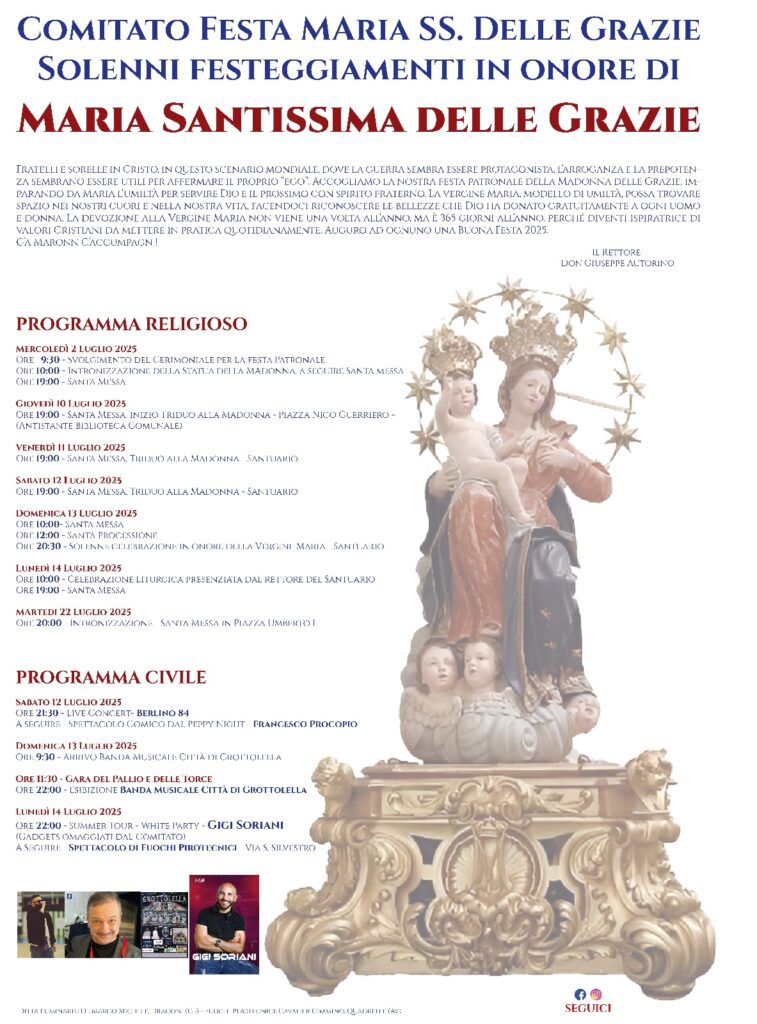 MUGNANO DEL CARDINALE: Festeggiamenti in onore di Maria Santissima delle Grazie   ecco il programma