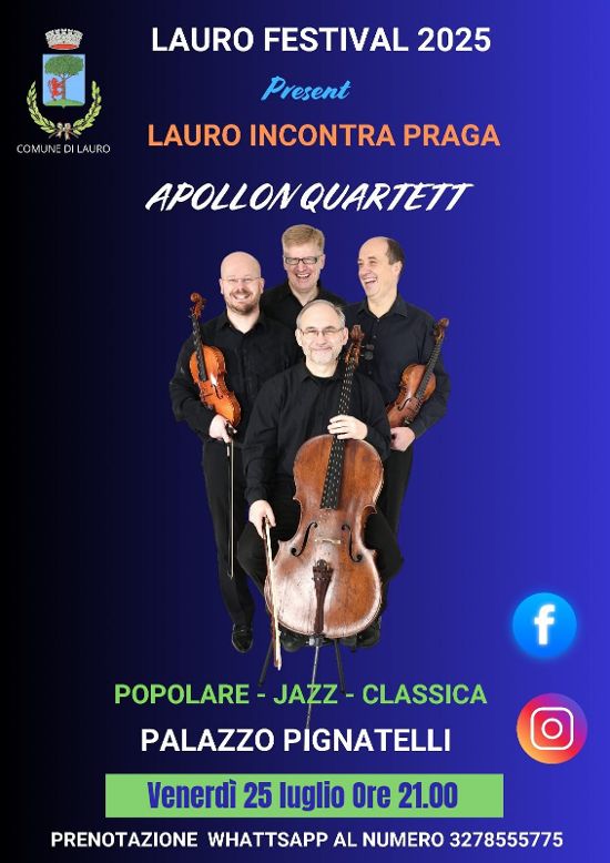 Arte e Musica il 25 luglio a Lauro – Rosa Stingone e Apollon Quartett per il Lauro Festival 2025, il programma degli eventi estivi promosso dal Comune di Lauro