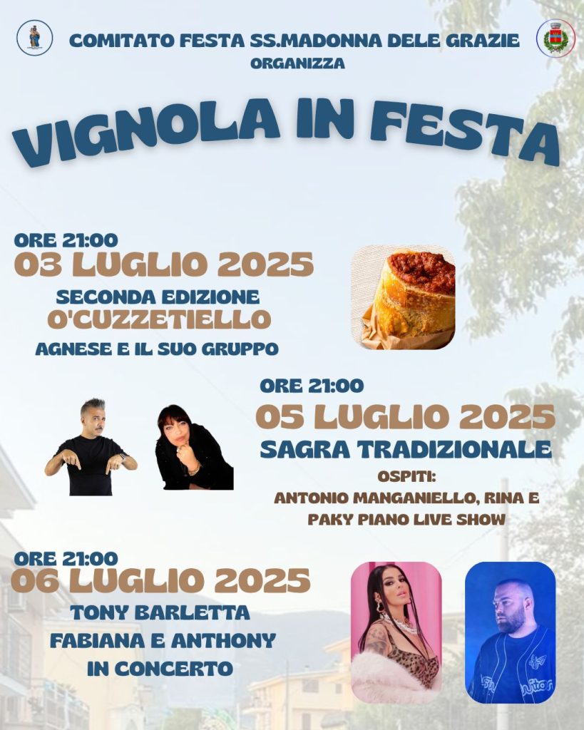 Vignola in Festa: a Tufino tre serate di tradizione, musica e sapori