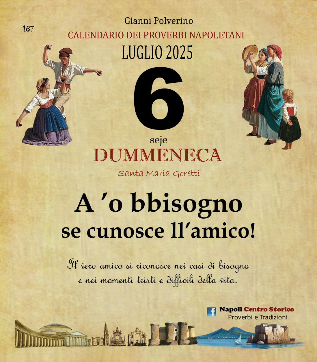 O PRUVERBIO D O JUORNO. Domenica 6 luglio 2025