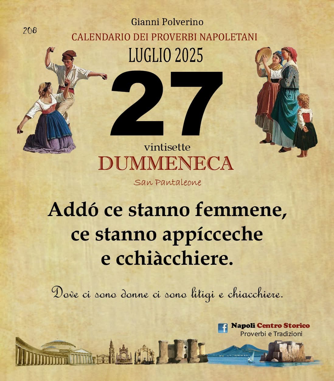 O PRUVERBIO D O JUORNO. Domenica 27 luglio 2025