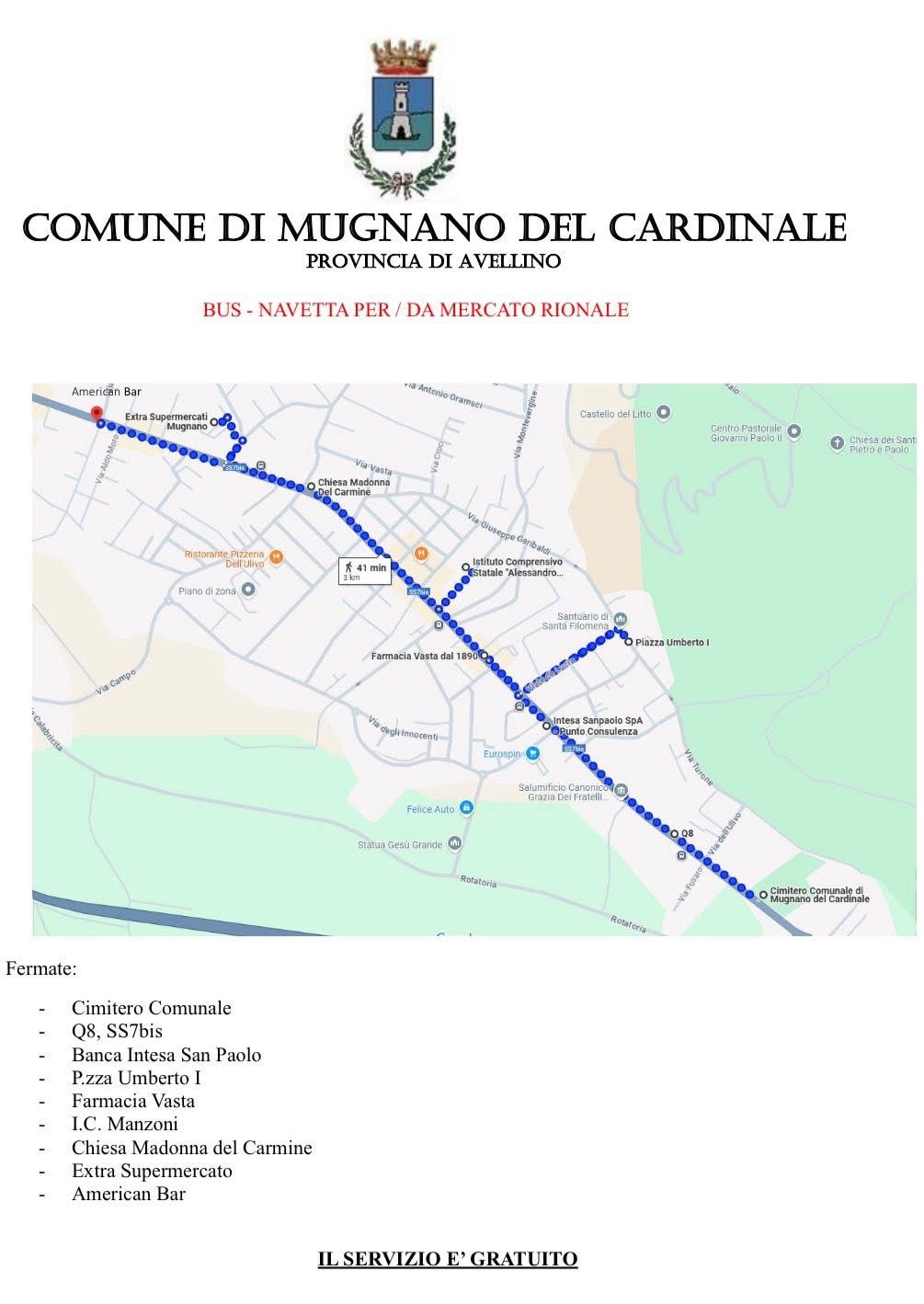 Mugnano del Cardinale, da oggi 1° luglio navetta gratuita per il mercato comunale: servizio attivo fino al 2 settembre con nove fermate al servizio dei cittadini.
