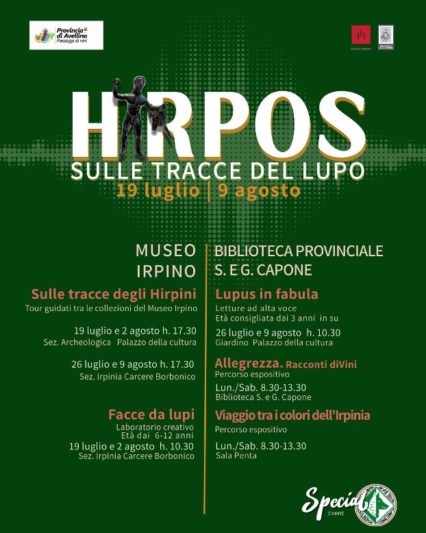 AVELLINO – AL VIA “HIRPOS. SULLE TRACCE DEL LUPO”: STORIA, IDENTITÀ E CULTURA INTORNO AL SIMBOLO DELL’IRPINIA