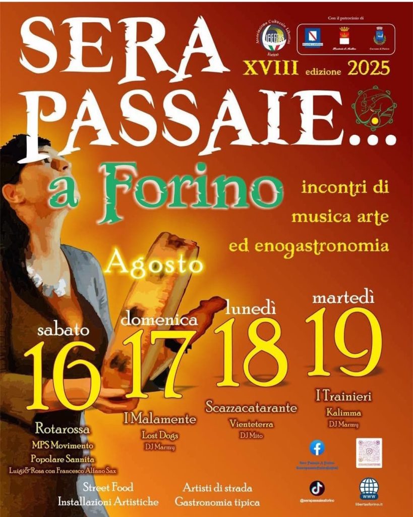 Forino (Av): Tutto pronto per la 18.ma edizione di SERE PASSAIE FESTIVAL FORINO. Domani la giornata di inizio