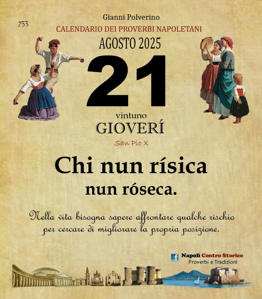 O PRUVERBIO D O JUORNO. Giovedì 21 agosto 2025