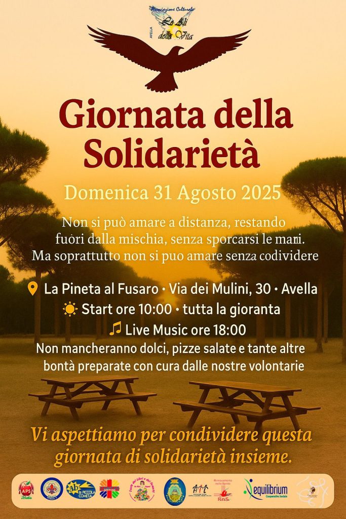 Cambio di data per la “Giornata della Solidarietà”: si terrà domenica 31 agosto 2025