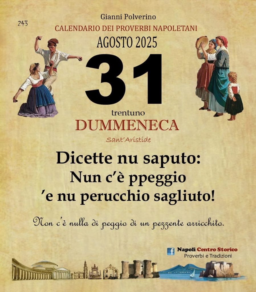 O PRUVERBIO D O JUORNO. Domenica 31 agosto 2025