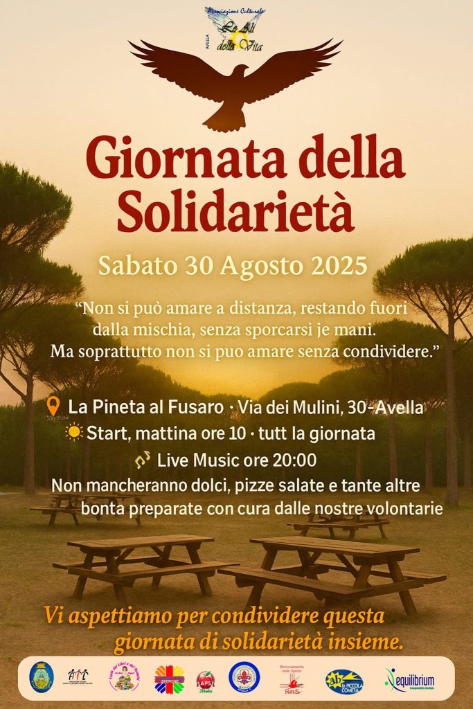Avella, il 30 agosto la “Giornata della Solidarietà” alla Pineta al Fusaro