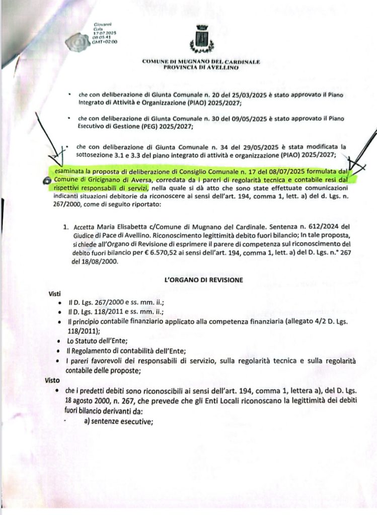 MUGNANO. IL GRUPPO NUOVA ALLEANZA POPOLARE CHIEDE L’ANNULLAMENTO DEL CONSIGLIO COMUNALE DEL 28 LUGLIO 2025