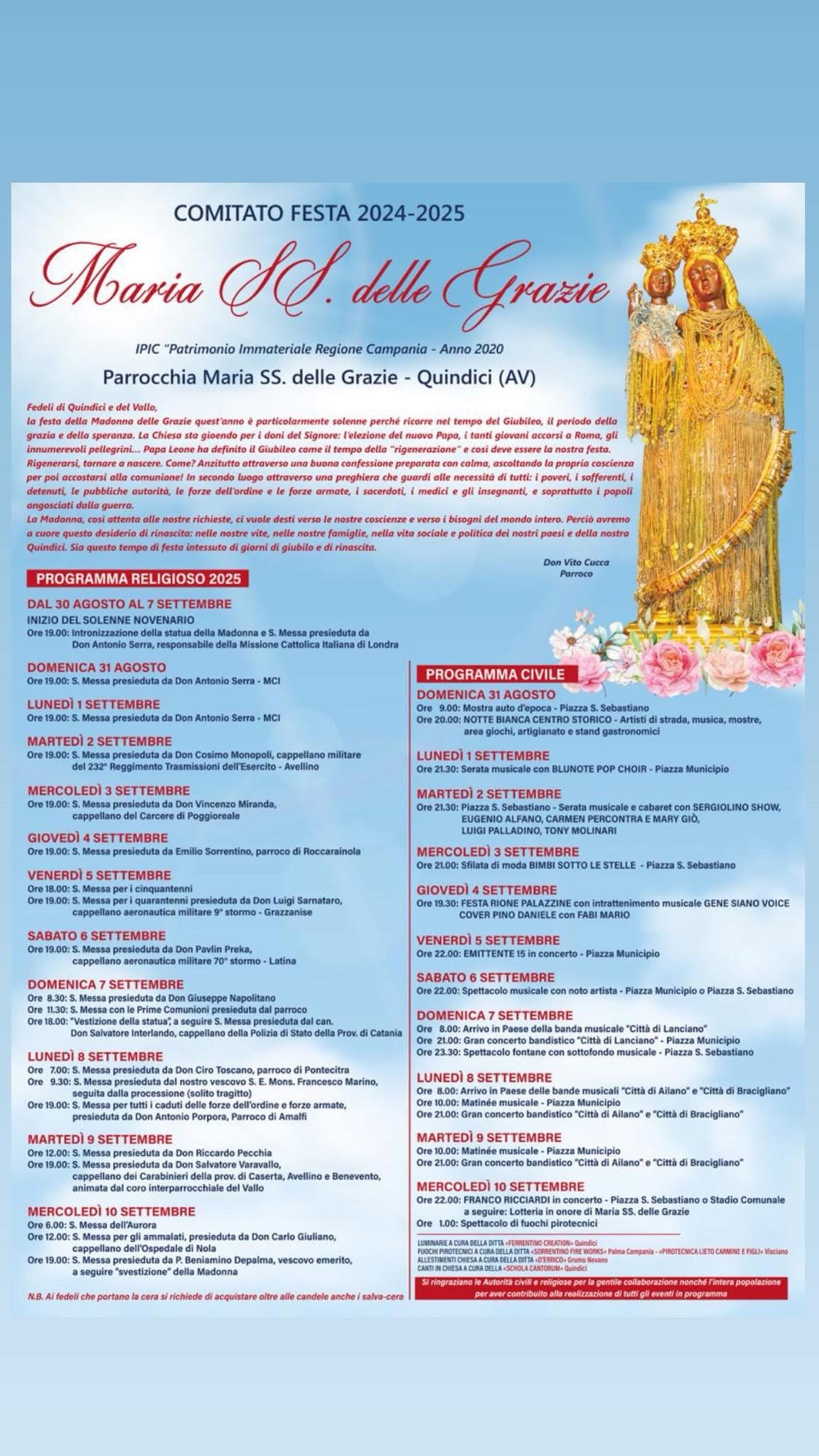 Quindici si illumina per la Festa di Maria SS. delle Grazie 2024 2025