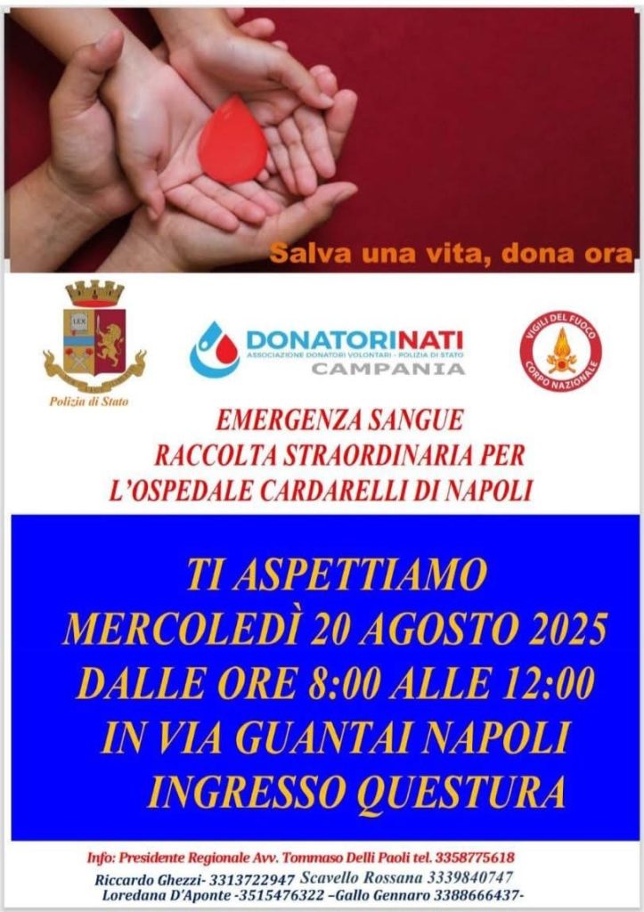 “Una goccia che salva: al via la raccolta straordinaria per l’Ospedale Cardarelli” “Una goccia che salva: al via la raccolta straordinaria per l’Ospedale Cardarelli”