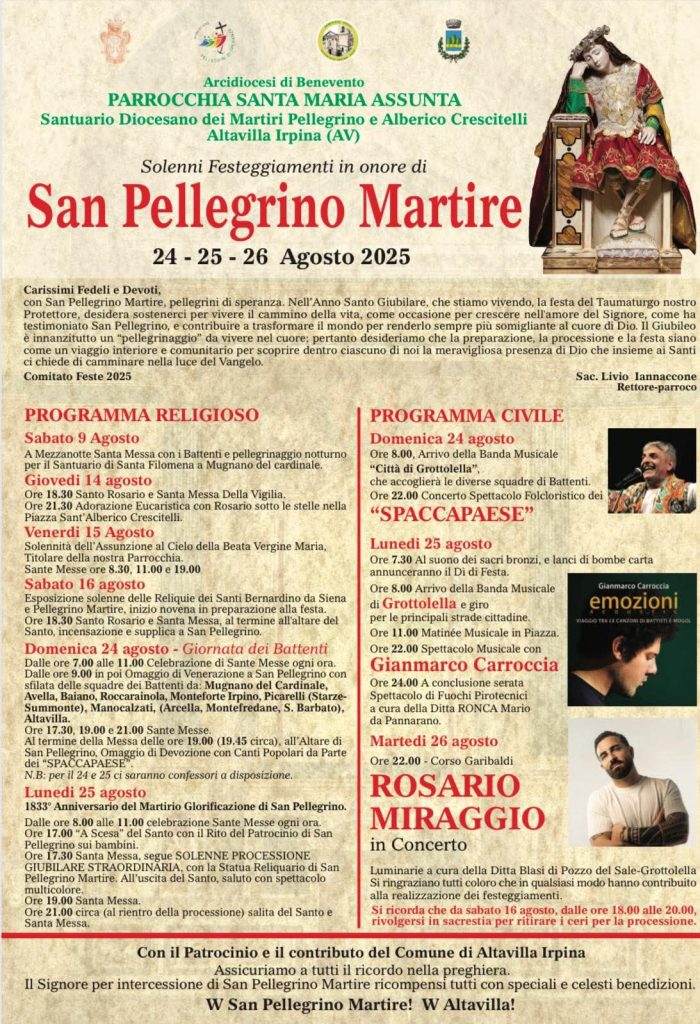 Altavilla Irpina, tre giorni di fede e tradizione per San Pellegrino Martire