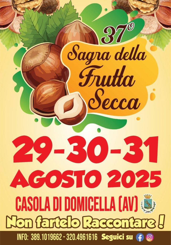 Casola di Domicella in festa: dal 15 al 17 settembre la Sagra della Frutta Secca
