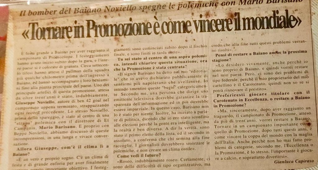 Palloni di cuoio e calciatori di una volta Settima puntata – Joseph “Giogiò” Noviello, il cecchino delle punizioni(Foto)