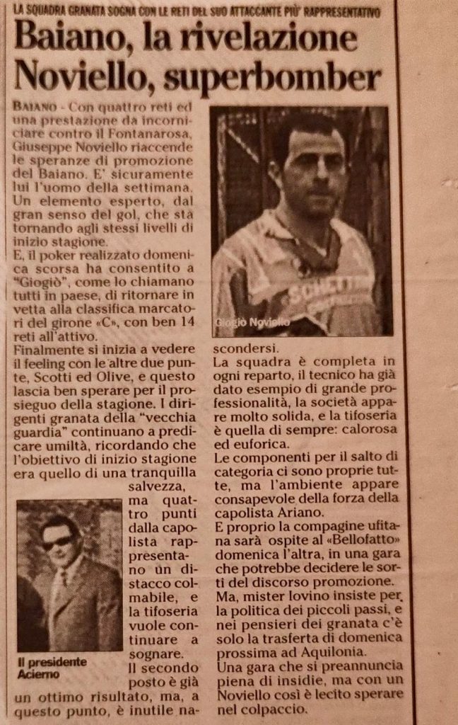 Palloni di cuoio e calciatori di una volta Settima puntata – Joseph “Giogiò” Noviello, il cecchino delle punizioni(Foto)