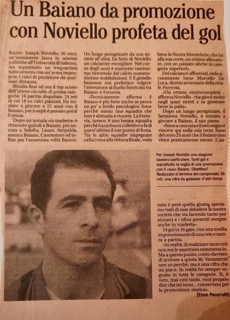 Palloni di cuoio e calciatori di una volta Settima puntata – Joseph “Giogiò” Noviello, il cecchino delle punizioni(Foto)