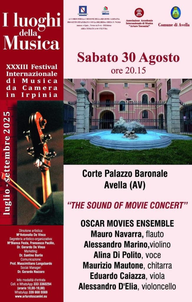 Avella Art Festival 2025, la magia del cinema in musica: sabato lo spettacolo “Impronte”