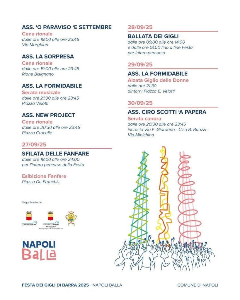 Napoli, torna la Festa dei Gigli di Barra 2025: un mese di tradizione e comunità