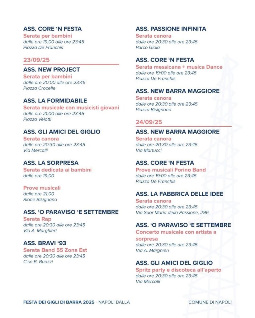 Napoli, torna la Festa dei Gigli di Barra 2025: un mese di tradizione e comunità