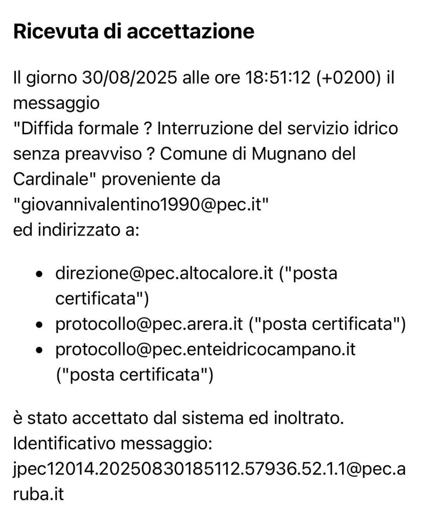 Acqua interrotta senza preavviso: Mugnano del Cardinale si rivolge alla Procura contro Alto Calore