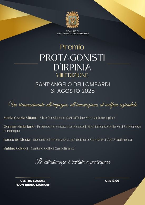 SantAngelo dei Lombardi: Protagonisti dIrpinia, quattro riconoscimenti.