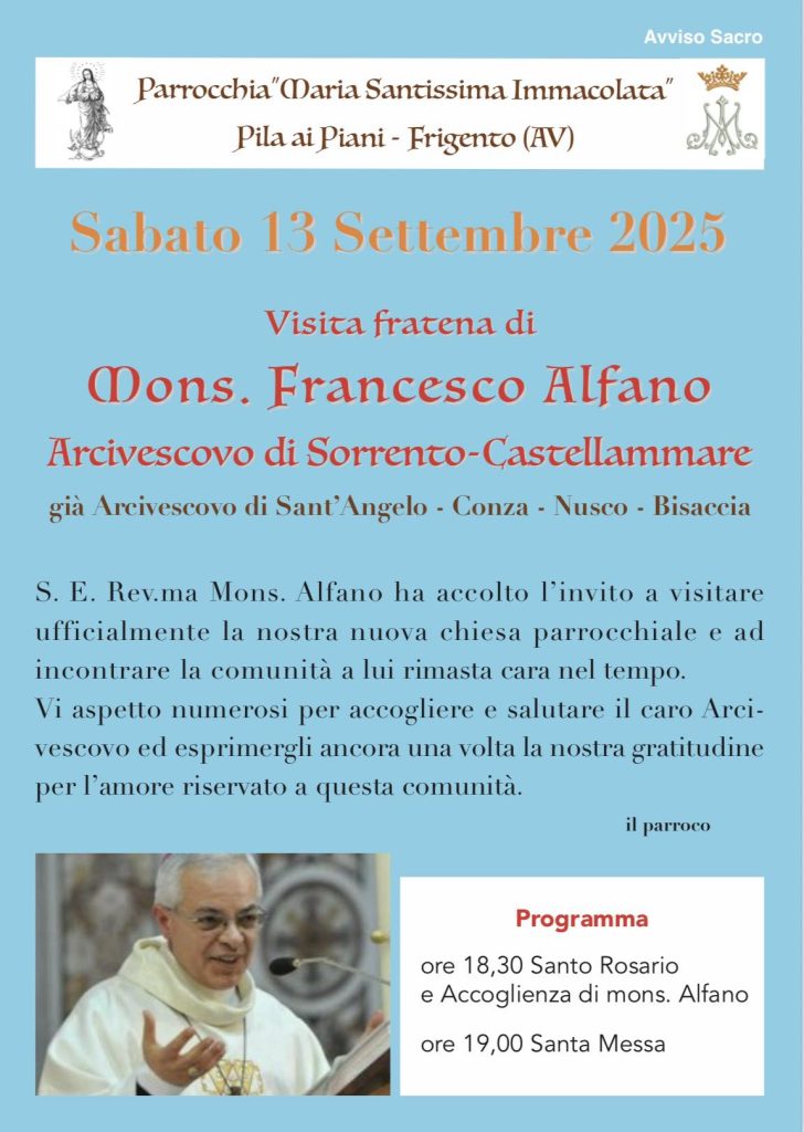 Frigento accoglie Mons. Francesco Alfano: visita alla nuova chiesa parrocchiale