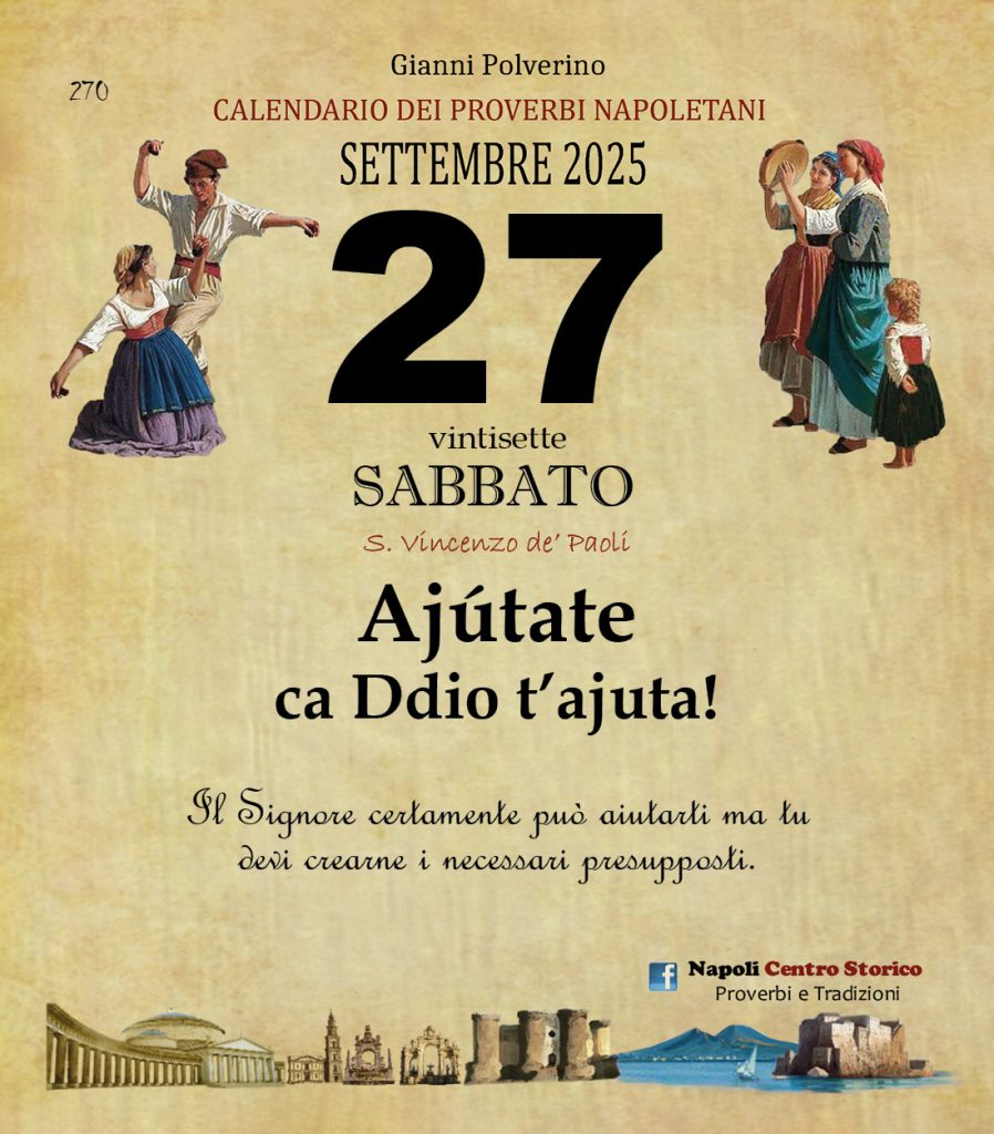 O PRUVERBIO D O JUORNO. Sabato 27 settembre 2025