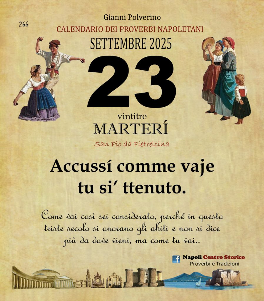 O PRUVERBIO D O JUORNO. Martedì 23 settembre 2025