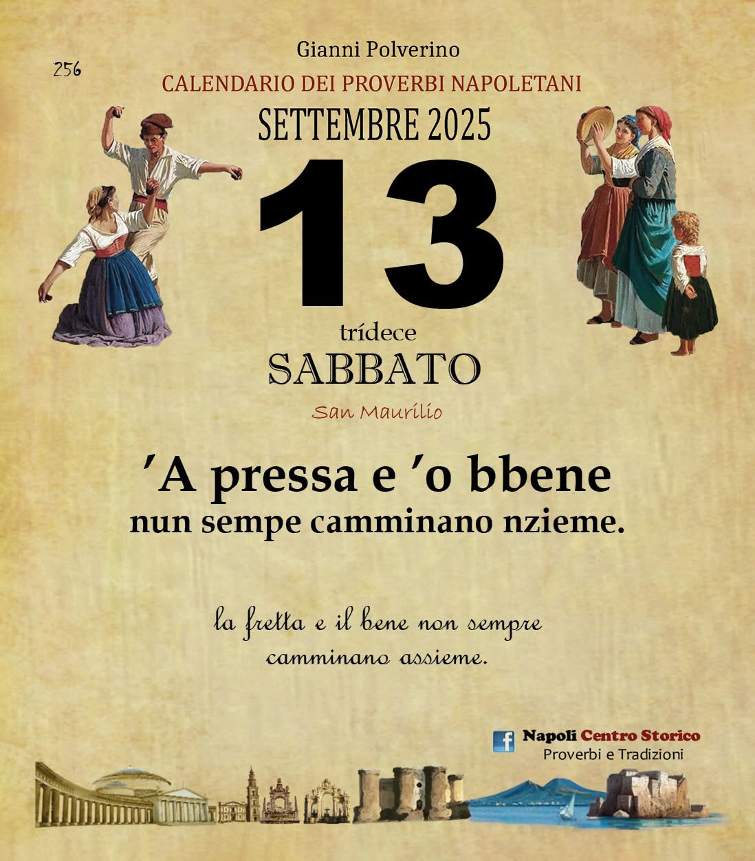 O PRUVERBIO D O JUORNO. Sabato 13 settembre 2025