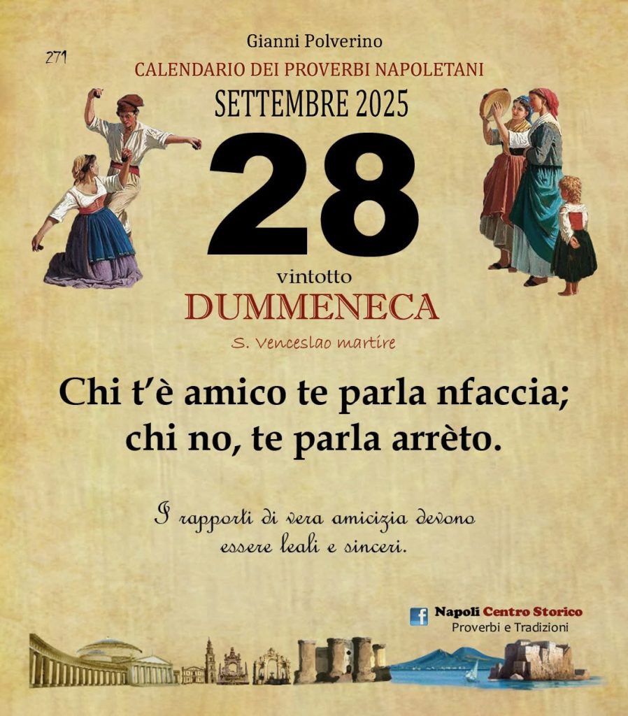 O PRUVERBIO D O JUORNO. Domenica 28 settembre 2025