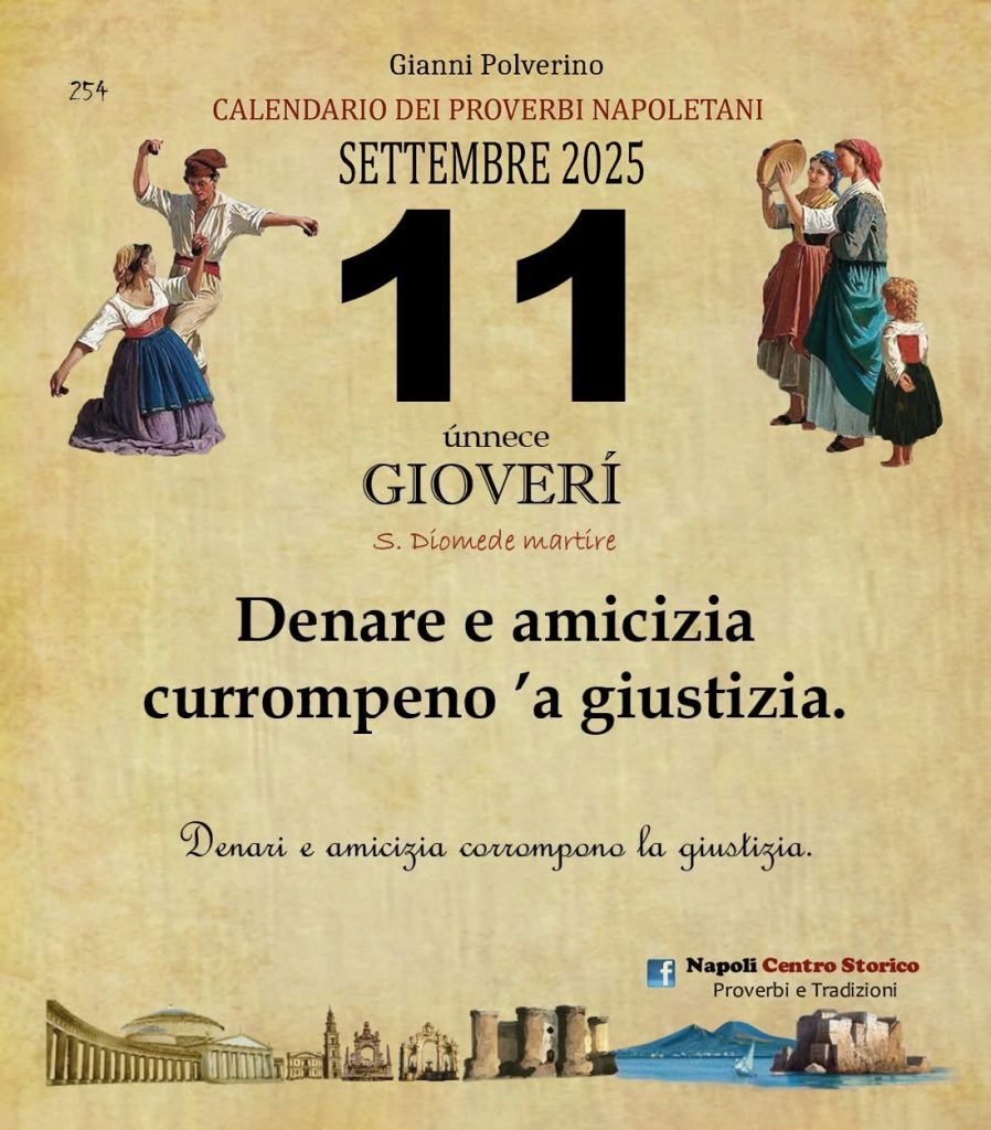 O PRUVERBIO D O JUORNO. Giovedì 11 settembre 2025