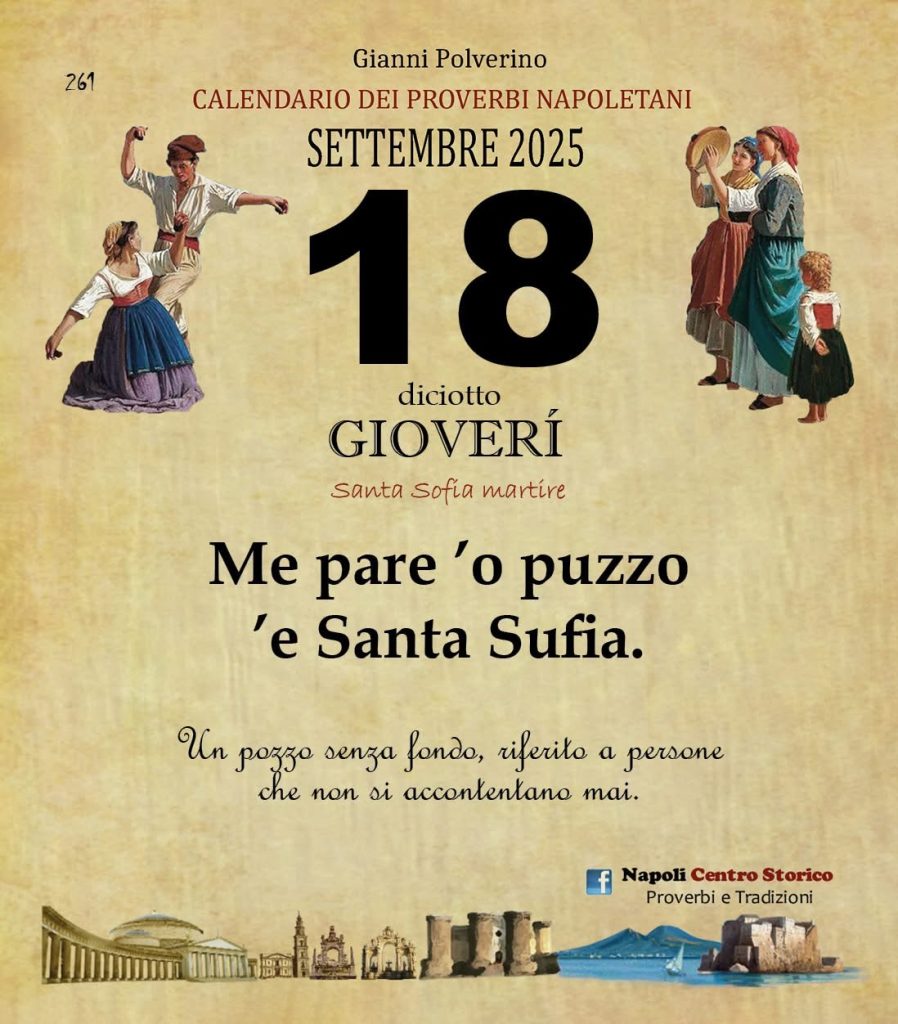 O PRUVERBIO D O JUORNO. Giovedì 18 settembre 2025
