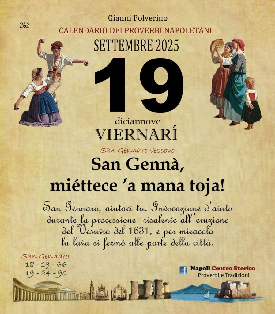 O PRUVERBIO D O JUORNO. Venerdì 19 settembre 2025