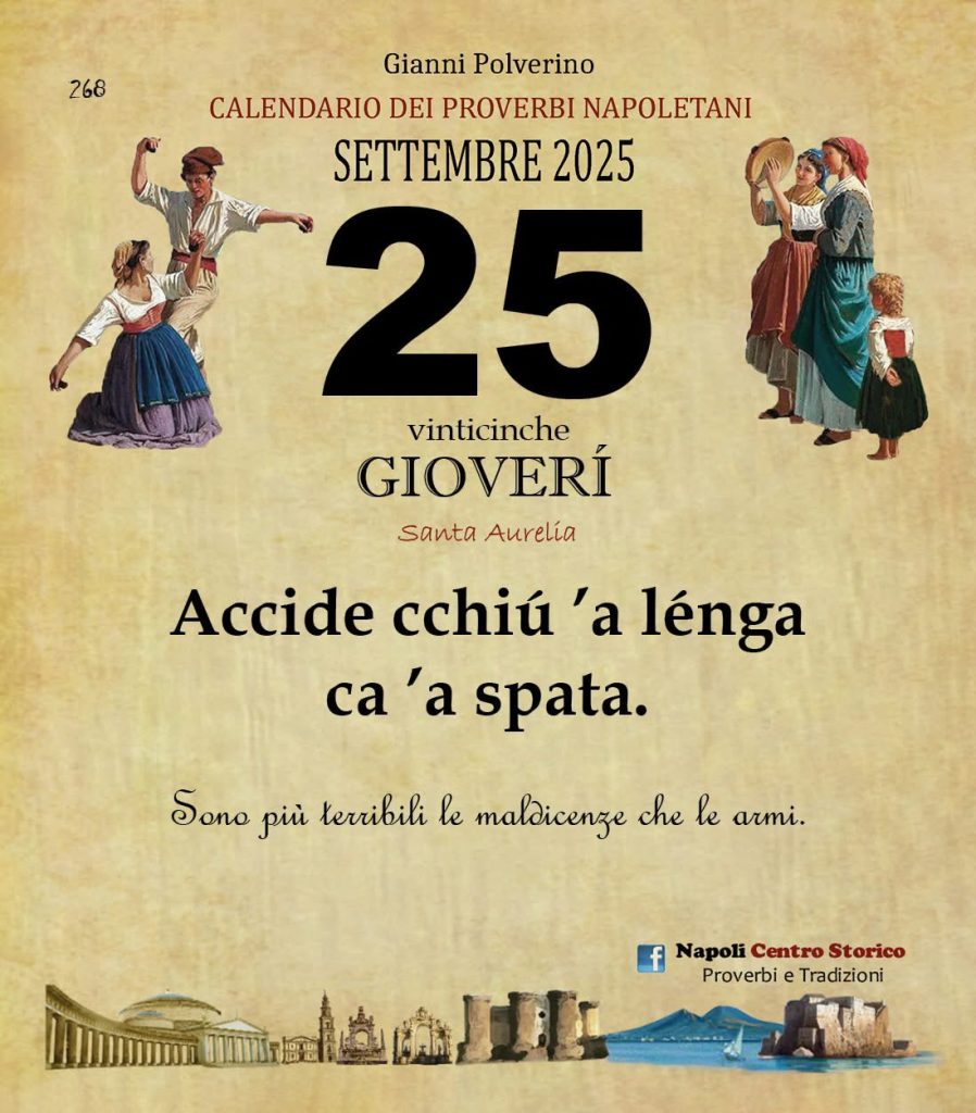 O PRUVERBIO D O JUORNO. Giovedì 25 settembre 2025