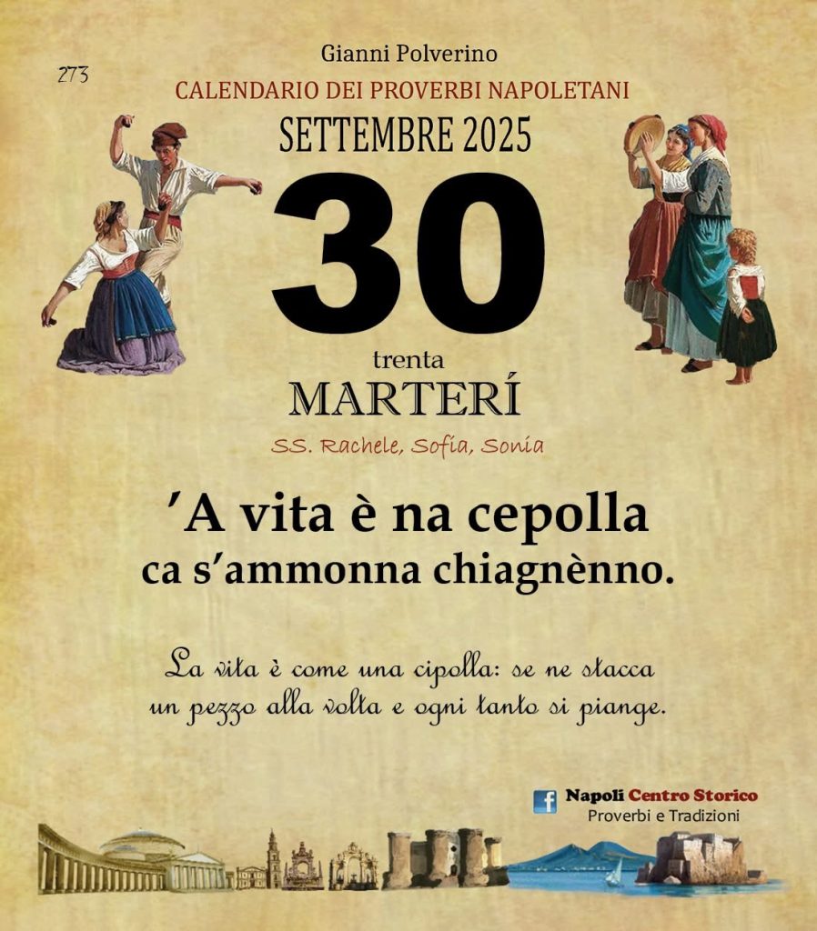 O PRUVERBIO D O JUORNO. Martedì 30 settembre 2025