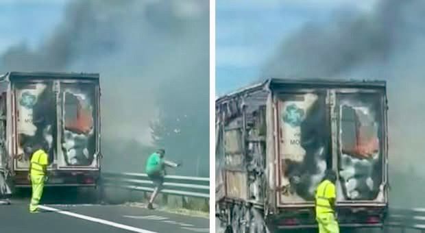 Camion in fiamme sulla Pomigliano–Villa Literno: traffico in tilt verso Napoli