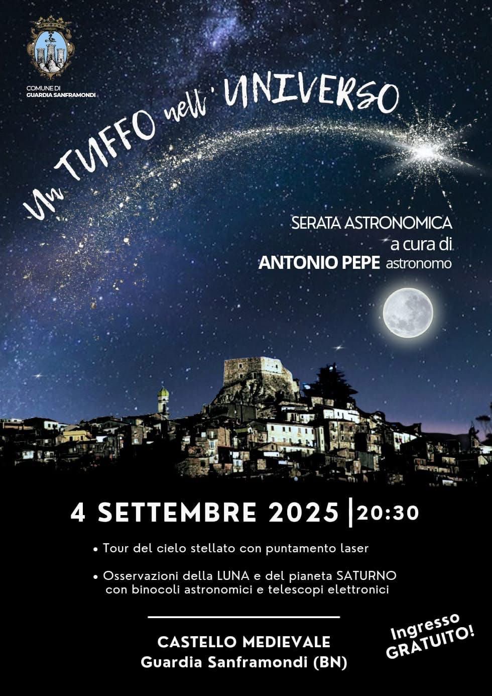 Un Tuffo nell’Universo: una serata tra storia e stelle a Guardia Sanframondi